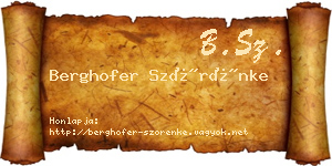 Berghofer Szörénke névjegykártya